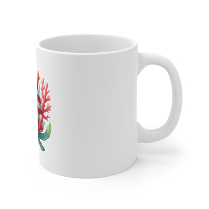 American Flag Coral Reef Mug — Patriotic Ocean Coffee Cup (11oz)
