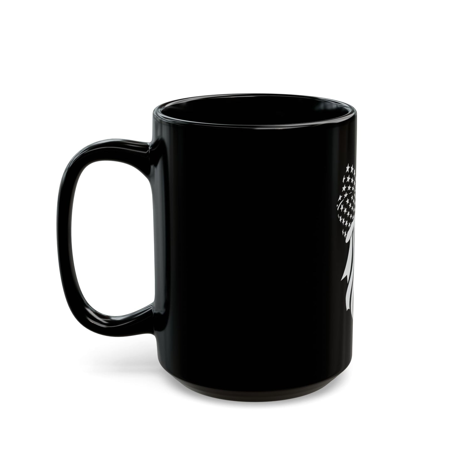 Patriotic Bow Coffee Mug – American Flag Ribbon Mug – USA Stars and Stripes Bow Cup – Cute Americana Gift Mug Black Mug (11oz, 15oz)