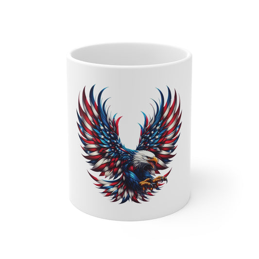 Patriotic Eagle Coffee Mug - Red White Blue Bald Eagle 11oz