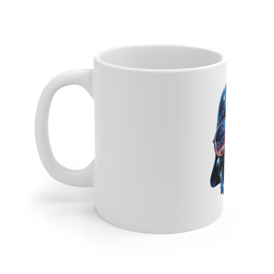 Patriotic Skull Helmet Coffee Mug – American Flag Aviator Skull Mug – Military Style USA Mug – Veteran Tribute Mug 11oz