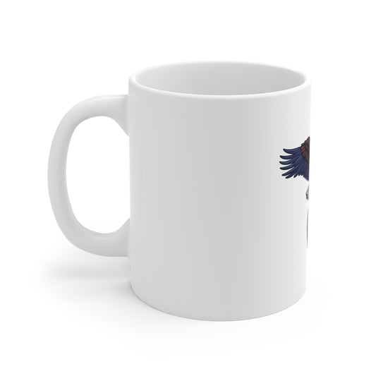 Eagle Perched on Skull Ceramic Mug - 11oz Vintage Tattoo Style