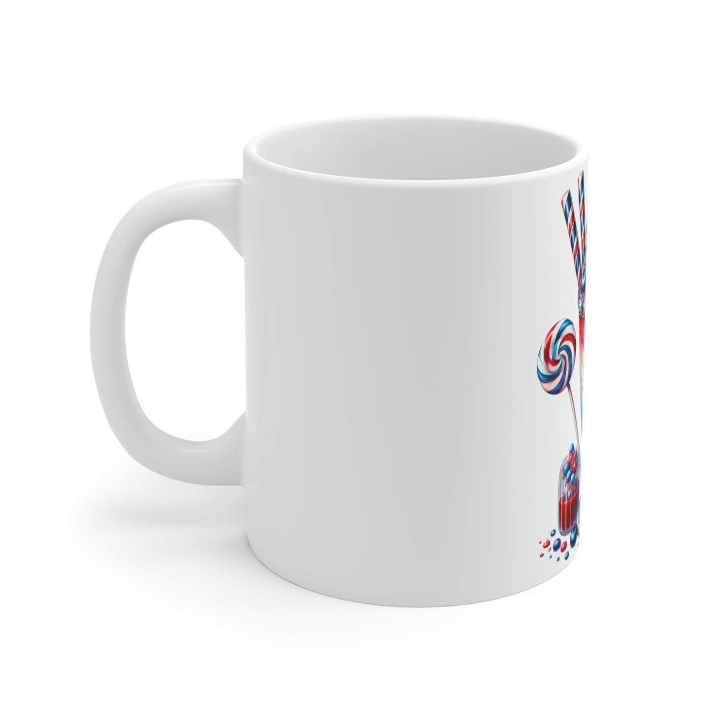 Patriotic Ice Cream Milkshake Coffee Mug – 4th of July Candy Mug – Red White Blue Sweet Treat Cup – Americana Dessert Mug – Festive Gift Mug Patriotic Red White & Blue Dessert Mug — 11oz American Flag...
