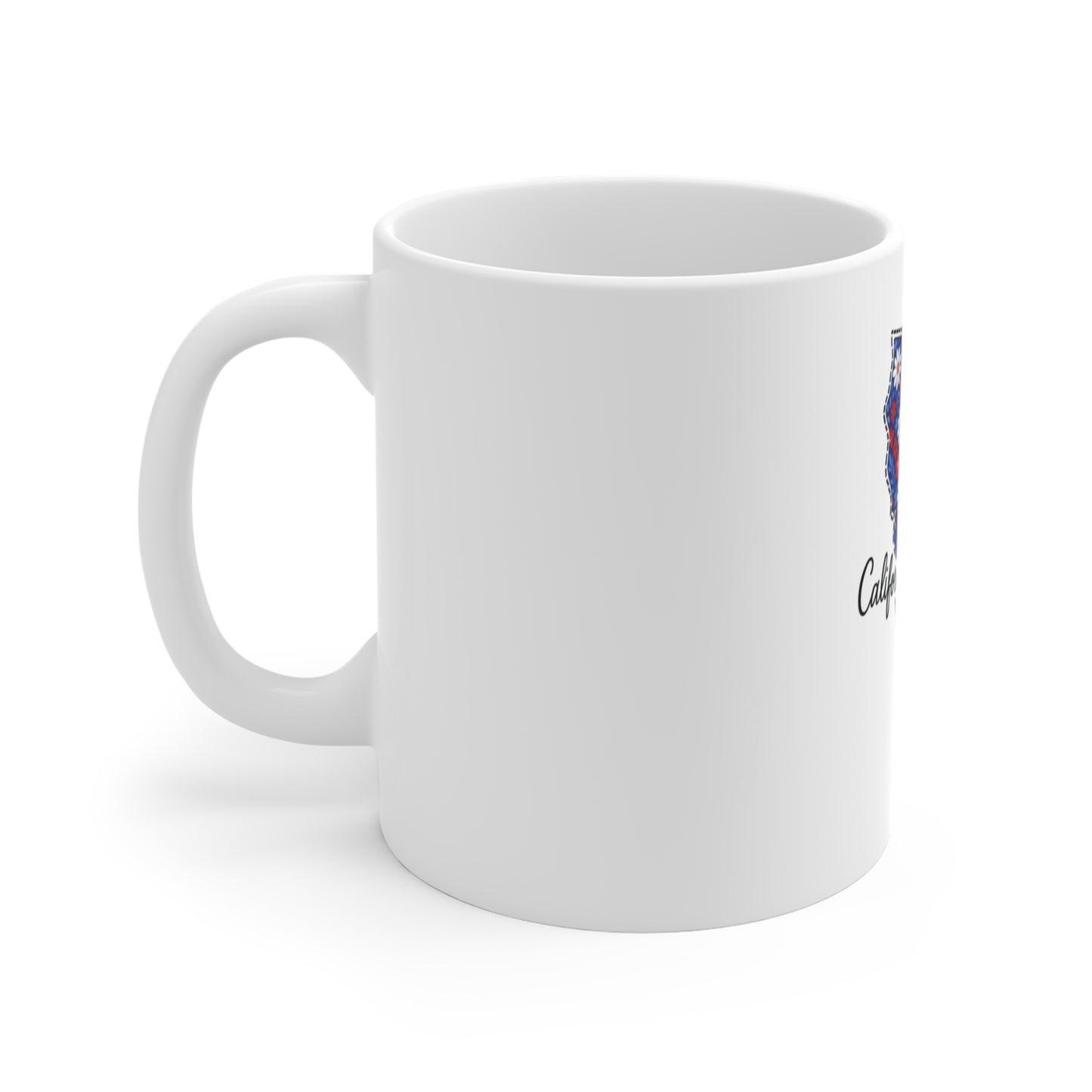 California Floral State Mug — Red, White & Blue Daisy Design