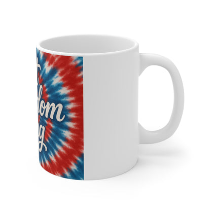Let Freedom Ring Coffee Mug – Patriotic Tie Dye Mug – Retro USA Freedom Mug – 4th of July Hippie Style Mug 11oz