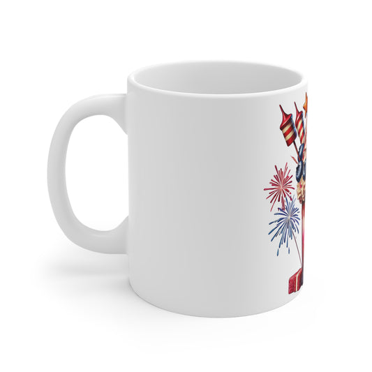 Patriotic Firework Milkshake Coffee Mug – 4th of July Dessert Mug – Red White Blue Sundae Cup – Americana Celebration Mug Patriotic Fireworks Milkshake Mug — 4th of July Americana Coffee Cup