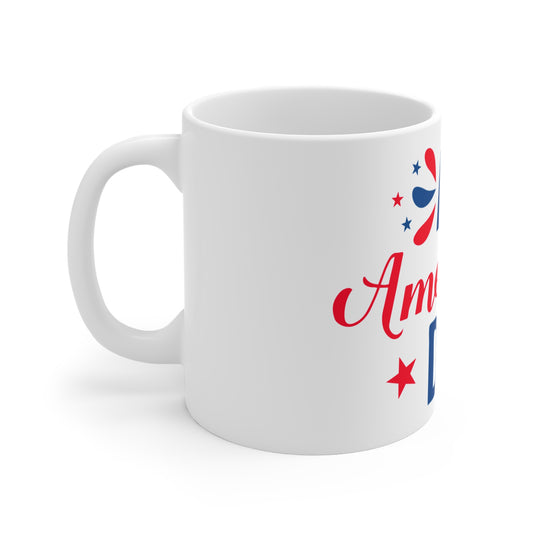 All American Dad Coffee Mug – Patriotic Dad Gift – Red White Blue USA Mug – 4th of July Dad Cup  11oz