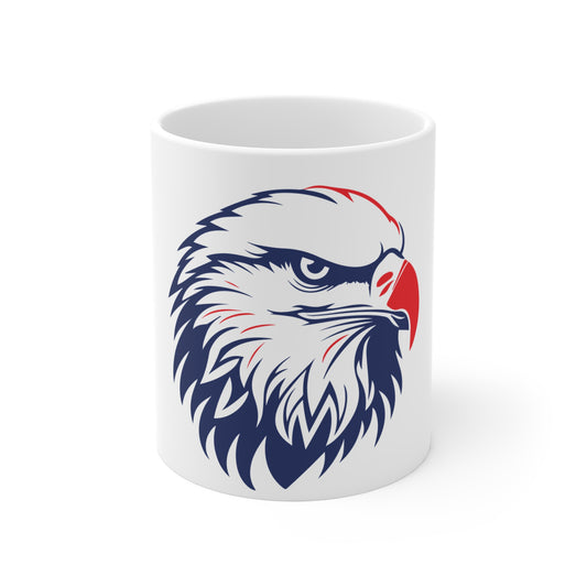 Patriotic Eagle Head Mug – Red White Blue Eagle Coffee Mug – American Freedom Bird Cup – Bold USA Pride Gift Mug 11oz