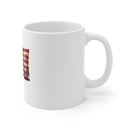 11oz Flag Mug — Vintage American Flag Coffee Cup (Patriotic Fourth of July Gift)