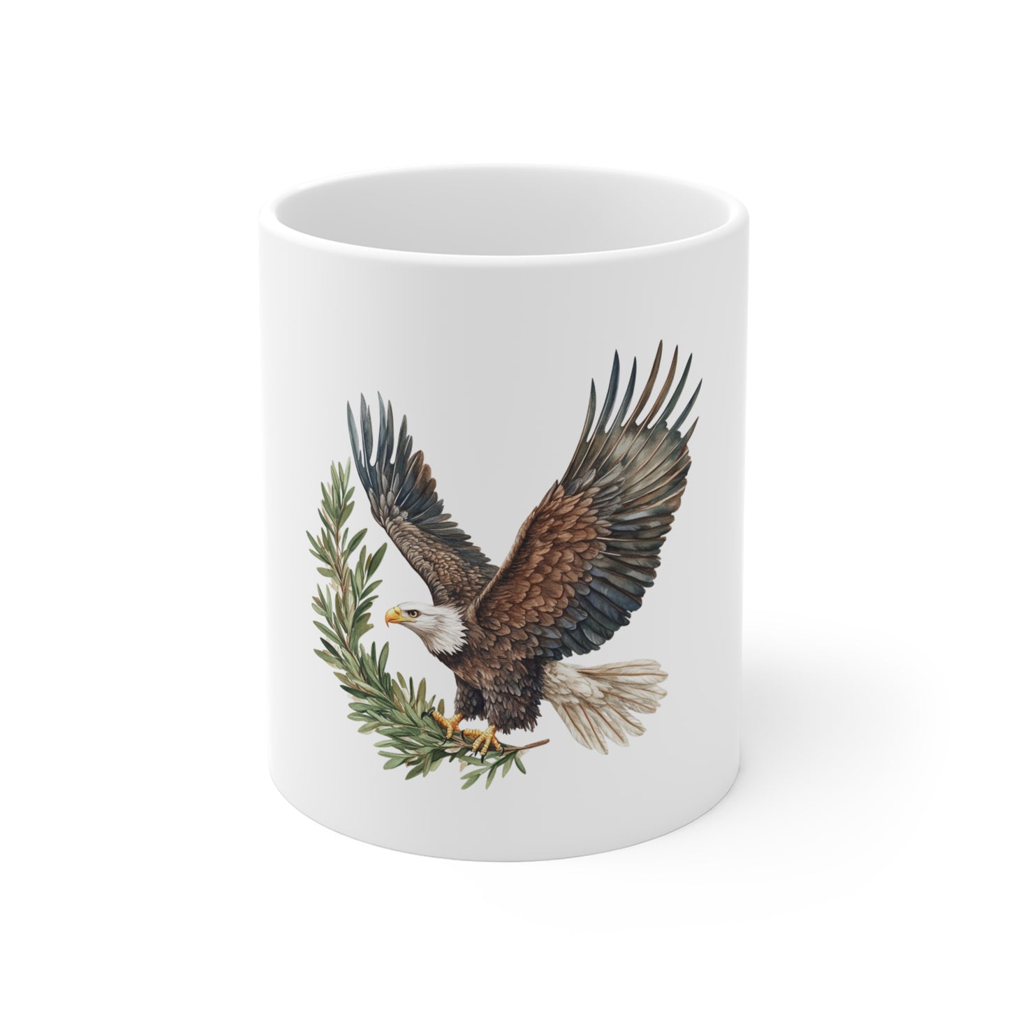 Bald Eagle Botanical Mug — Patriotic Wildlife Coffee Cup (11 oz)