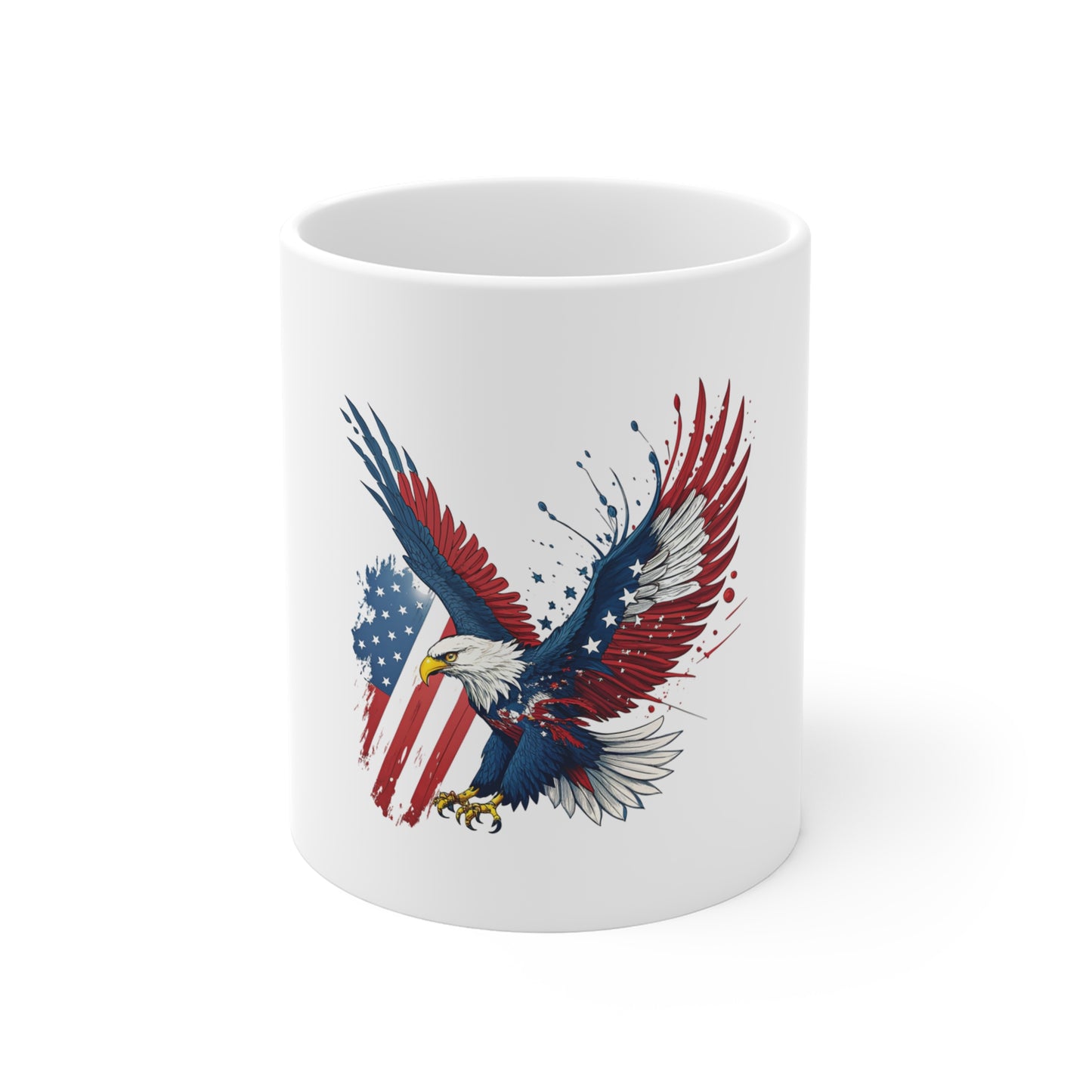 Patriotic Eagle Coffee Mug – American Flag Bald Eagle 11oz