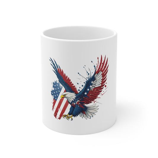 Patriotic Eagle Coffee Mug – American Flag Bald Eagle 11oz