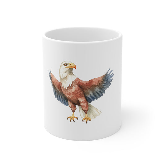 Patriotic Watercolor Eagle Coffee Mug – 11oz Ceramic