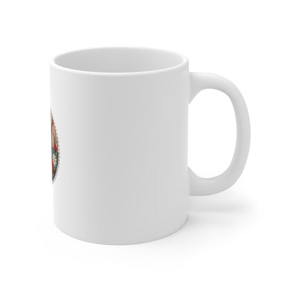 Patriotic Patchwork Mug — Americana Baseball & Floral 11oz Coffee Cup