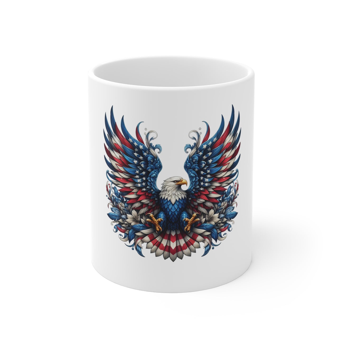 Patriotic Eagle Coffee Mug — American Flag Bald Eagle 11oz