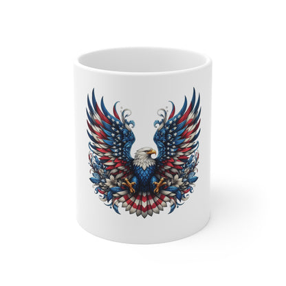 Patriotic Eagle Coffee Mug — American Flag Bald Eagle 11oz