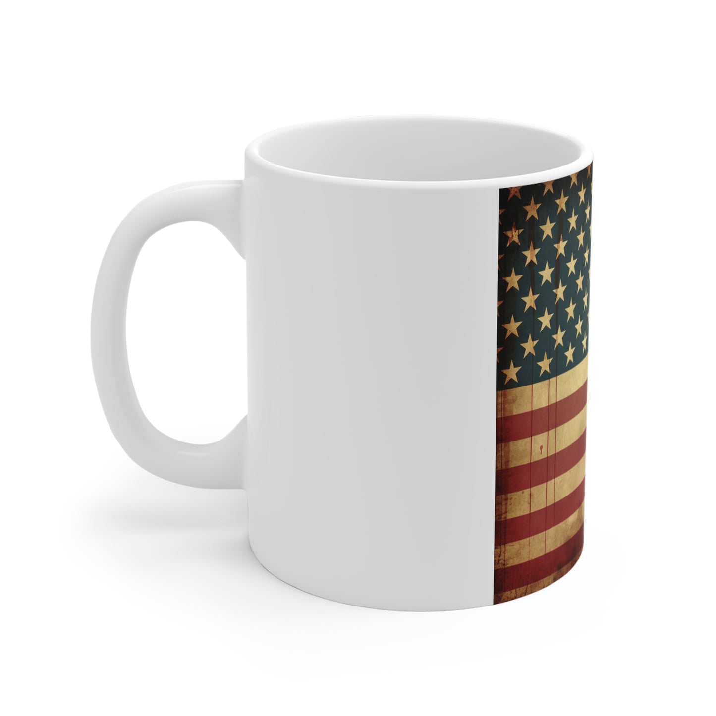 Distressed American Flag Coffee Mug – Grunge USA Flag Mug – Vintage Drip Patriotic Cup – Rustic Americana Mug Vintage American Flag Mug — Patriotic 11oz Coffee Cup for Veterans & Fourth of July...