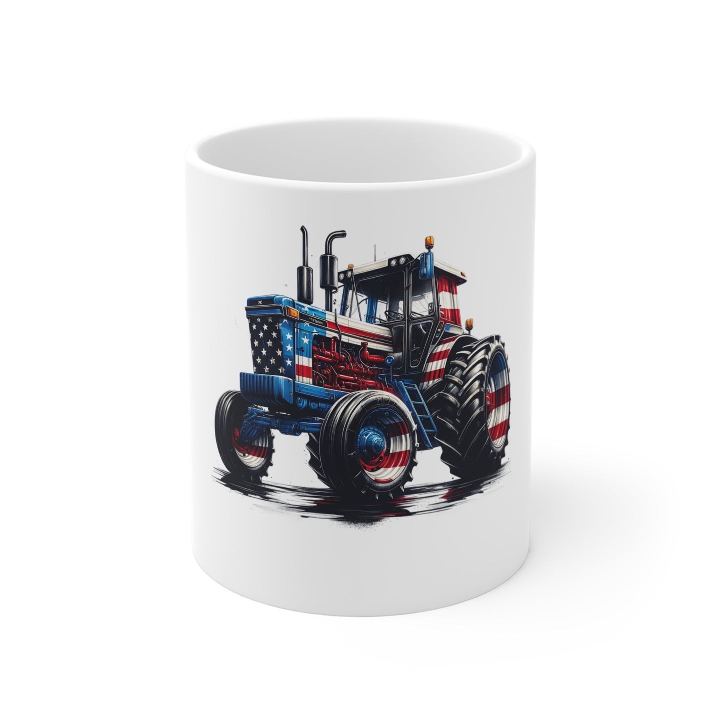 Patriotic Tractor Coffee Mug – American Flag Farm Tractor Mug – Bold USA Workhorse Cup – Farmer Pride Gift Mug – Red White Blue Tractor Mug Mug 11oz