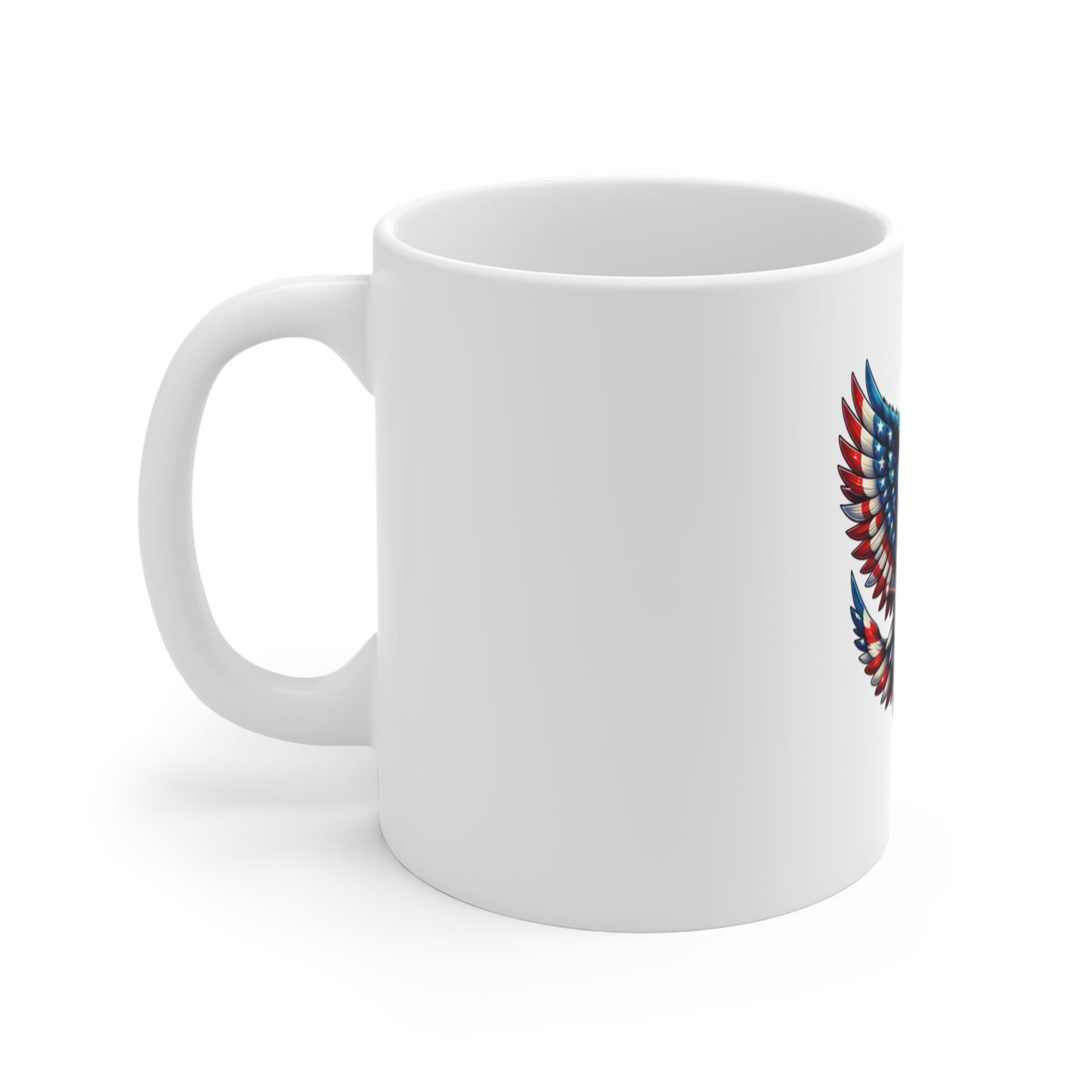 Patriotic Eagle Drum 11oz Mug — American Flag Bald Eagle Coffee Cup