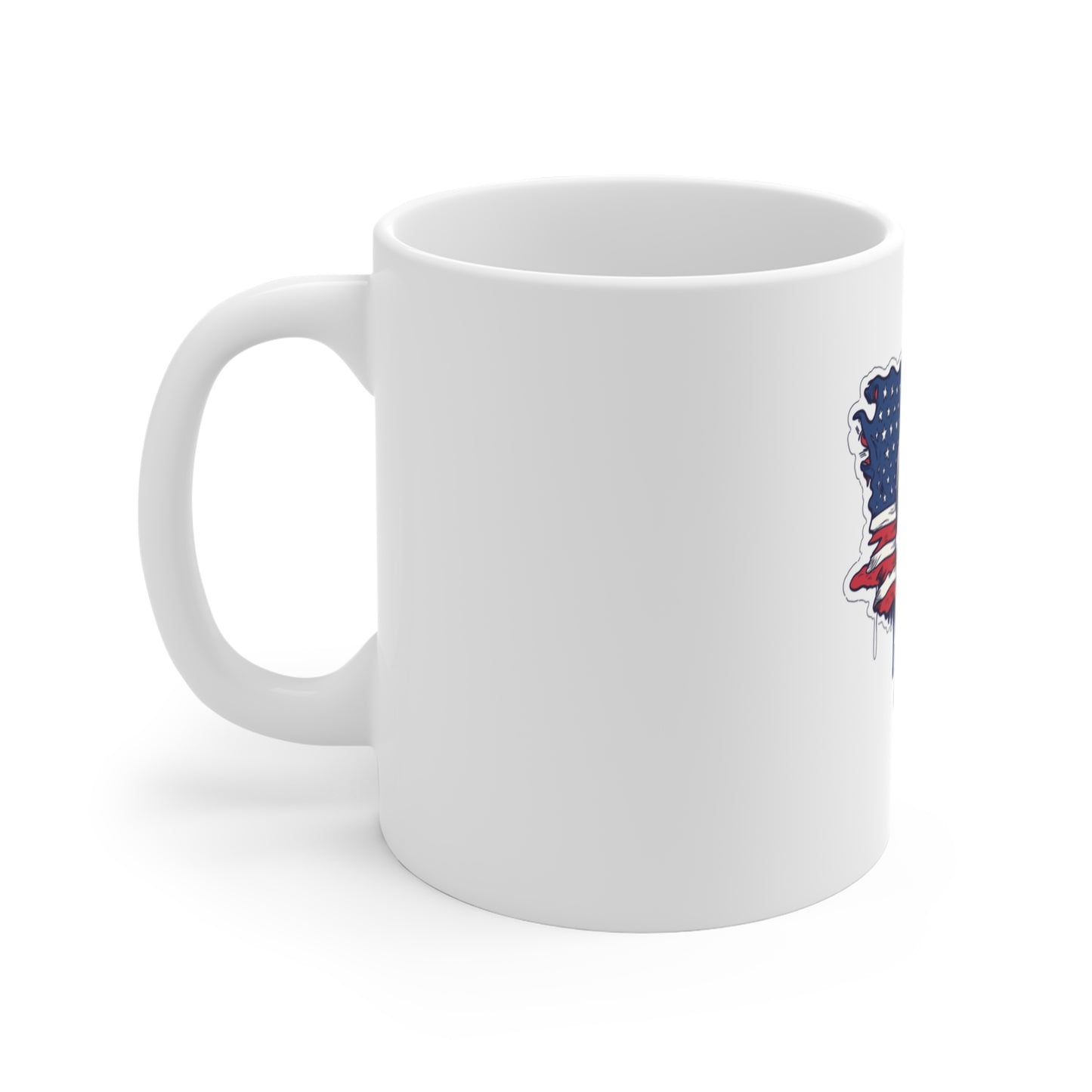 American Skull Flag Mug – Patriotic Skull with Dog Tags 11oz