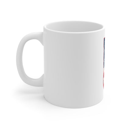 Patriotic Letter U Coffee Mug – American Flag Initial Mug – Vintage USA Monogram Mug – Distressed Americana Alphabet Gift Mug 11oz