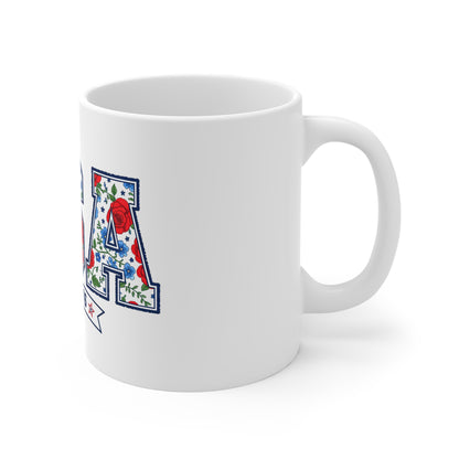 USA Floral Mug - Patriotic "EST. 1776" Coffee Cup