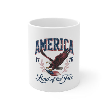 America 1776 Eagle Mug — Land of the Free Patriotic Coffee Cup
