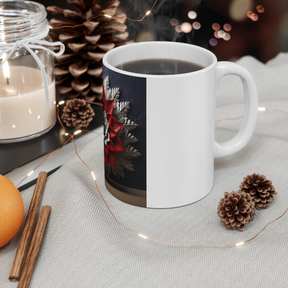 Patriotic 3D Floral Mandala Coffee Mug – Red White Sculpted Flower Mug – Bold Symmetrical Americana Art Cup – Premium Statement Mug Red & White Floral Succulent Mug – Decorative 11oz Ceramic Coffee...