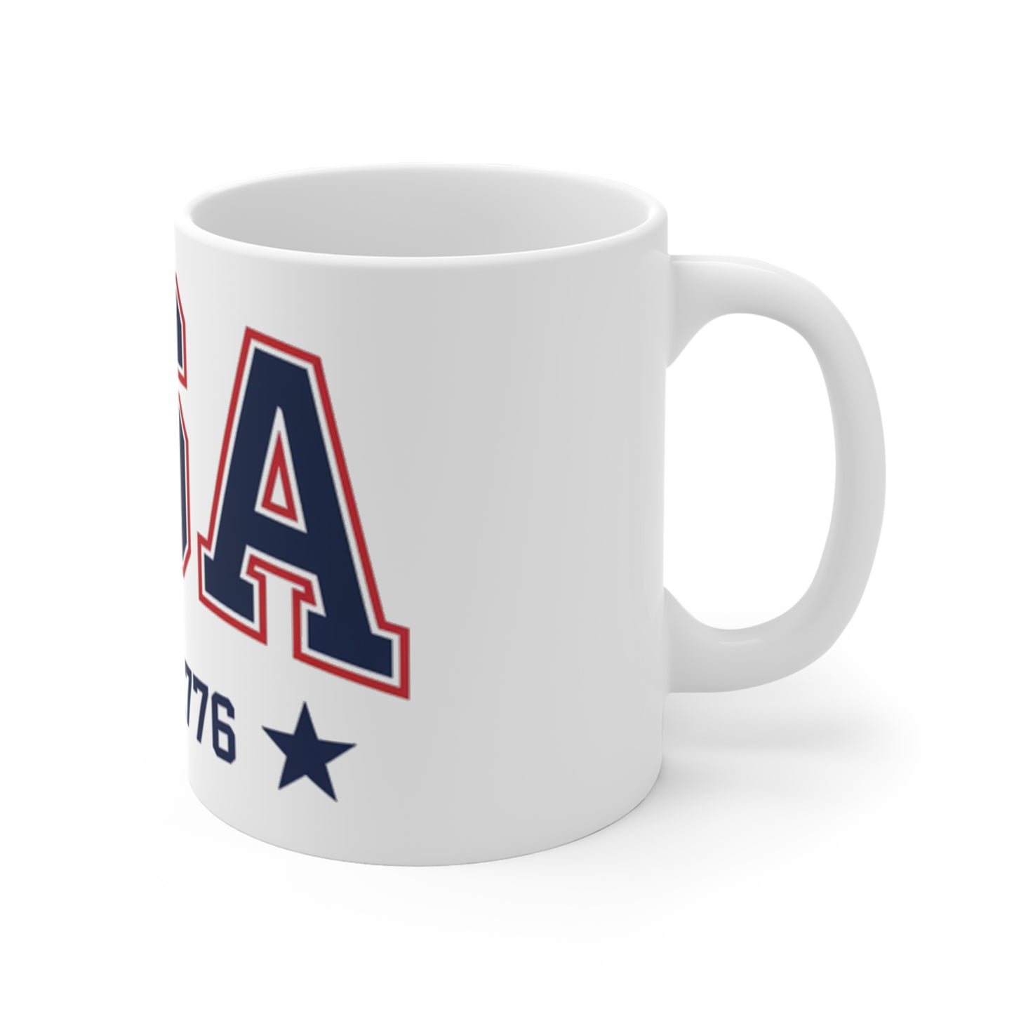 USA Established 1776 Collegiate Coffee Mug – Vintage Varsity Patriotic Mug – Red White Blue American Pride Cup – Classic USA Gift 11oz