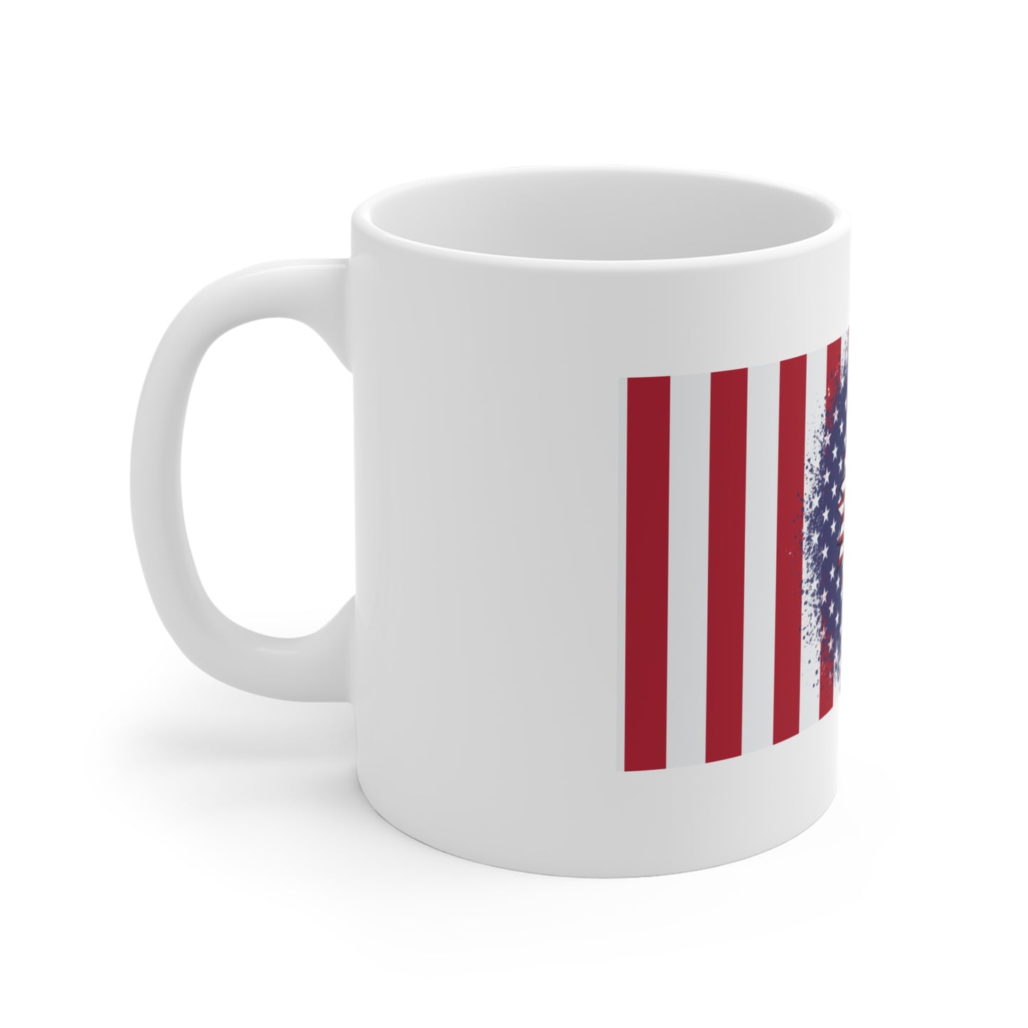Patriotic Sunflower Coffee Mug – American Flag Floral Mug – Red White Blue Flower Cup – Artistic Americana Gift Mug 11oz
