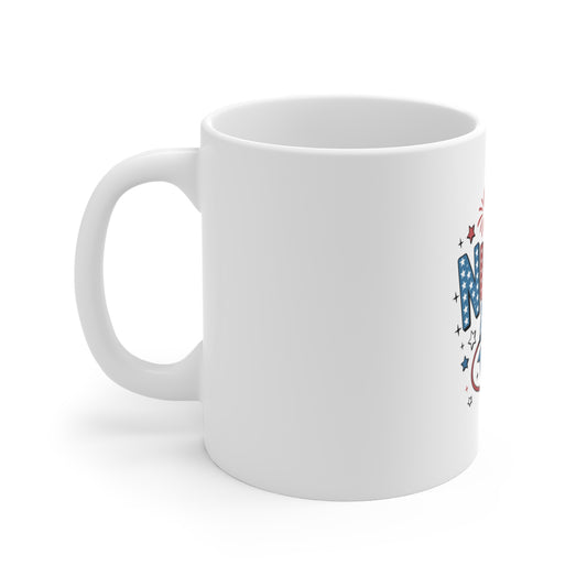 Nurse Patriotic 11oz Ceramic Mug – Red White Blue Nurse Stethoscope & Bow Coffee Cup