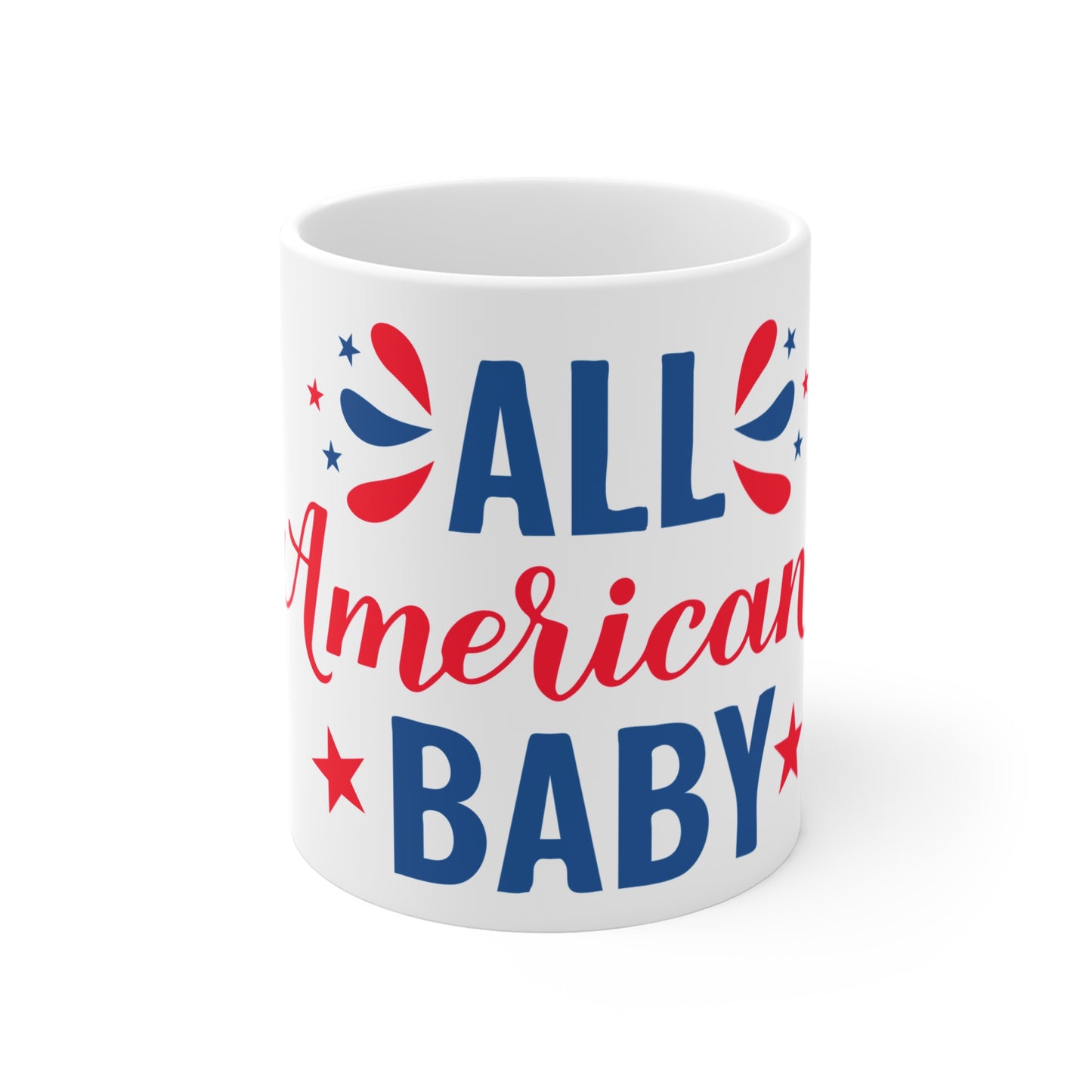 All American Baby Coffee Mug – Patriotic Baby Gift – Red White Blue USA Mug – 4th of July Cute Baby Cup Mug 11oz