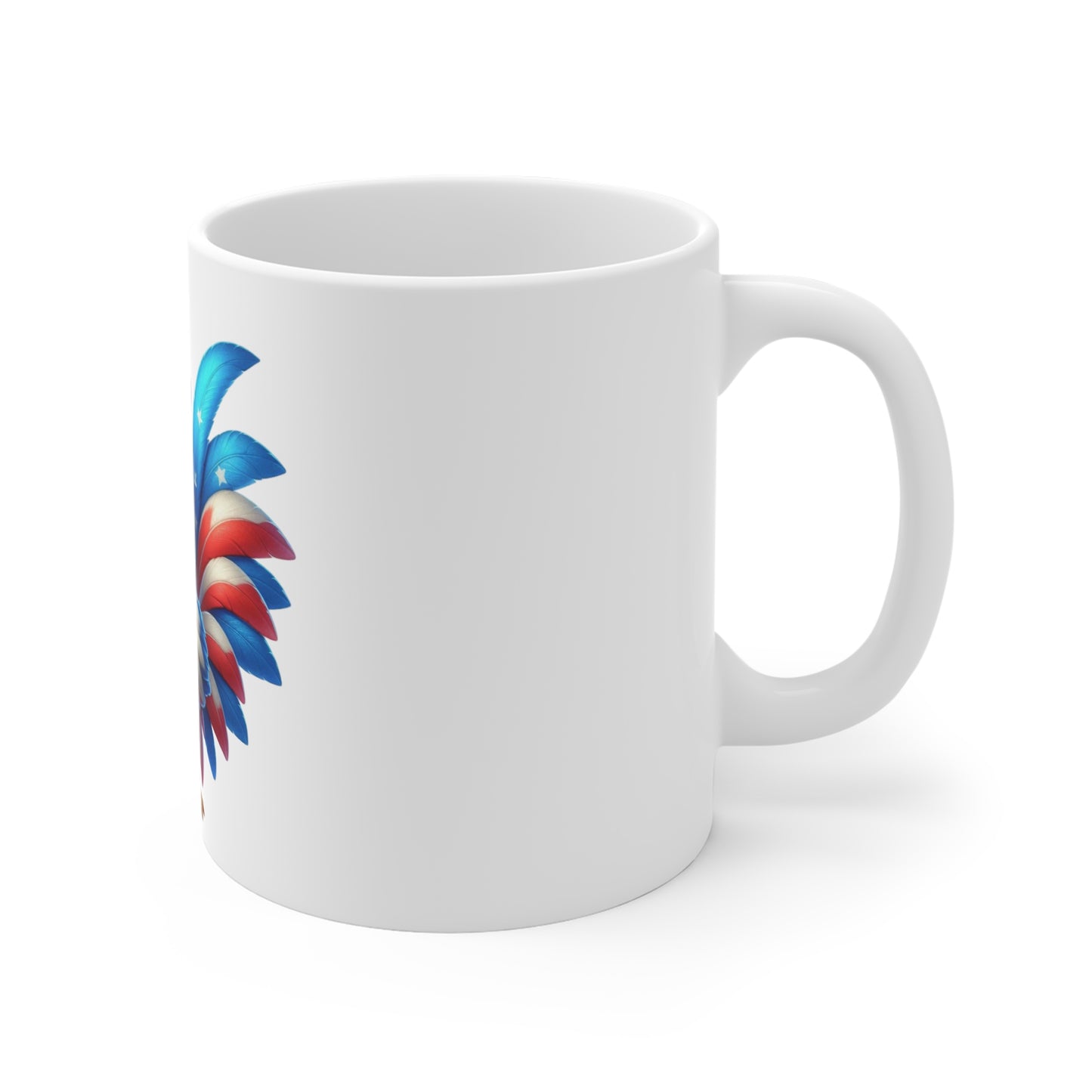 Cute Patriotic Rooster Coffee Mug – Americana Chicken Mug – Red White Blue Animal Mug – Adorable Farmhouse Patriotic Cup 11oz
