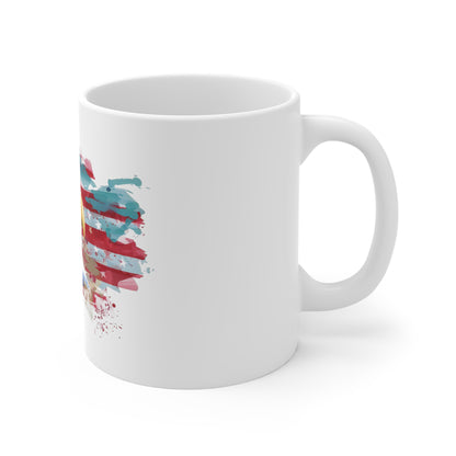 Patriotic Eagle 11oz Coffee Mug — American Flag Bald Eagle Drinkware
