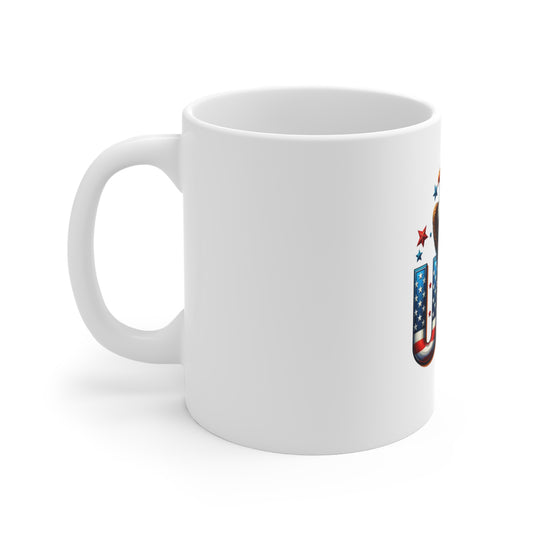 USA Eagle Coffee Mug — Patriotic 11oz Ceramic Mug with Bald Eagle and Stars