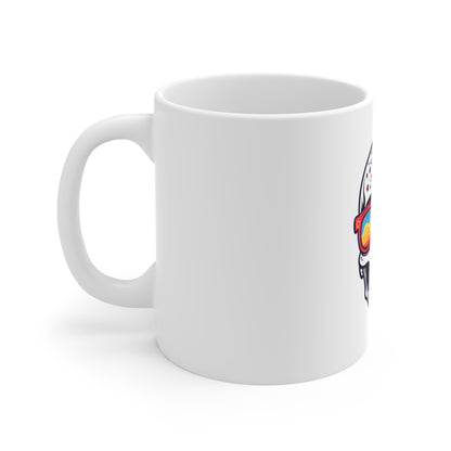 Day of the Dead Skull Mug with Sunglasses — Colorful Sugar Skull Coffee Cup (11oz)