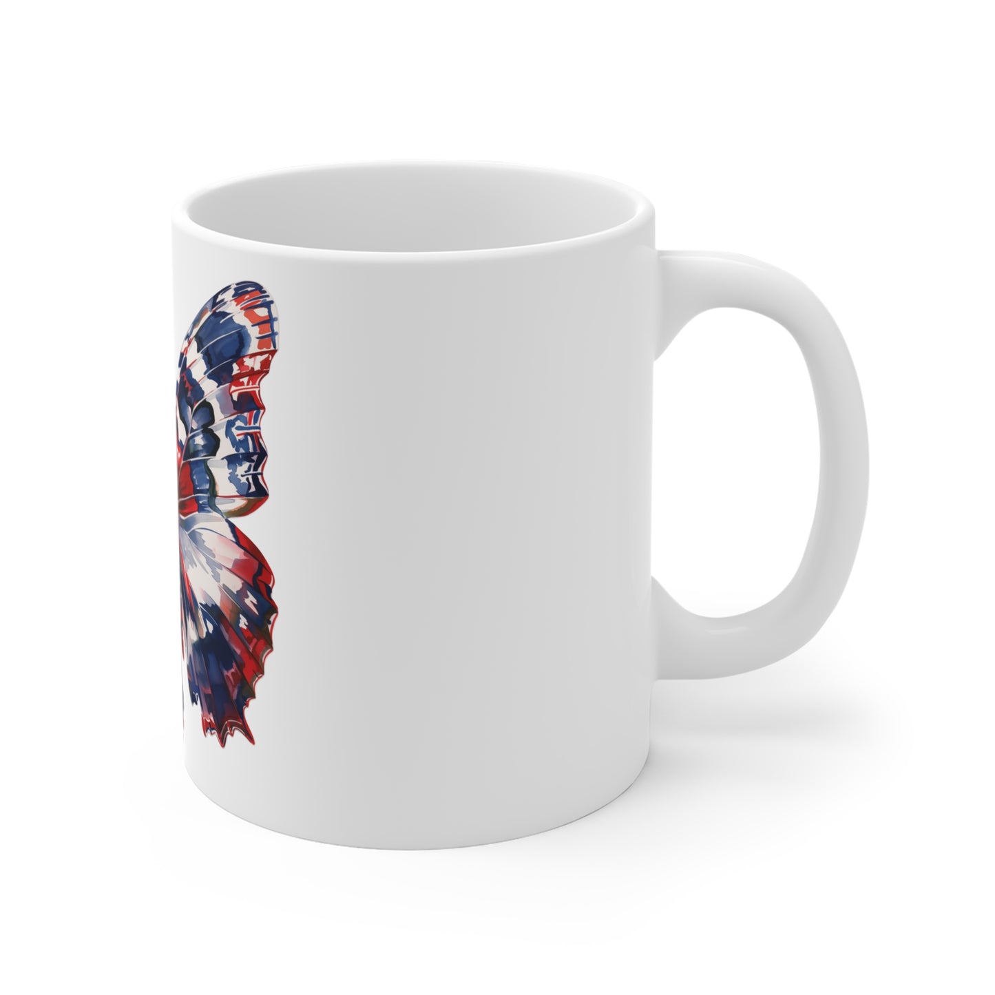 Patriotic Abstract Butterfly Mug – Red White Blue Fluid Butterfly Coffee Mug – Modern Americana Art Cup – Unique USA Gift Mug Mug 11oz