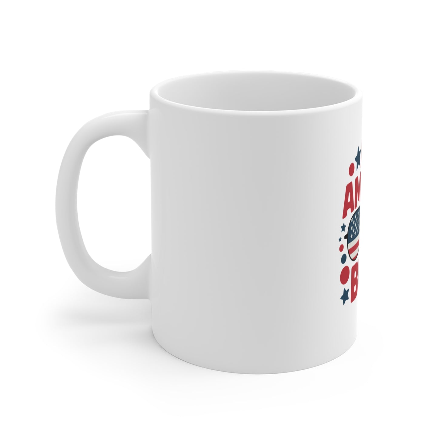 All America Bruh Mug – Patriotic 11oz Travel Coffee Cup with USA Flag Sunglasses Design