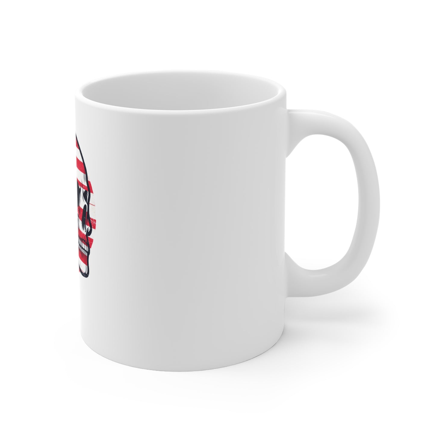 American Flag Skull Mug — Patriotic Skull Coffee Mug (11 oz)