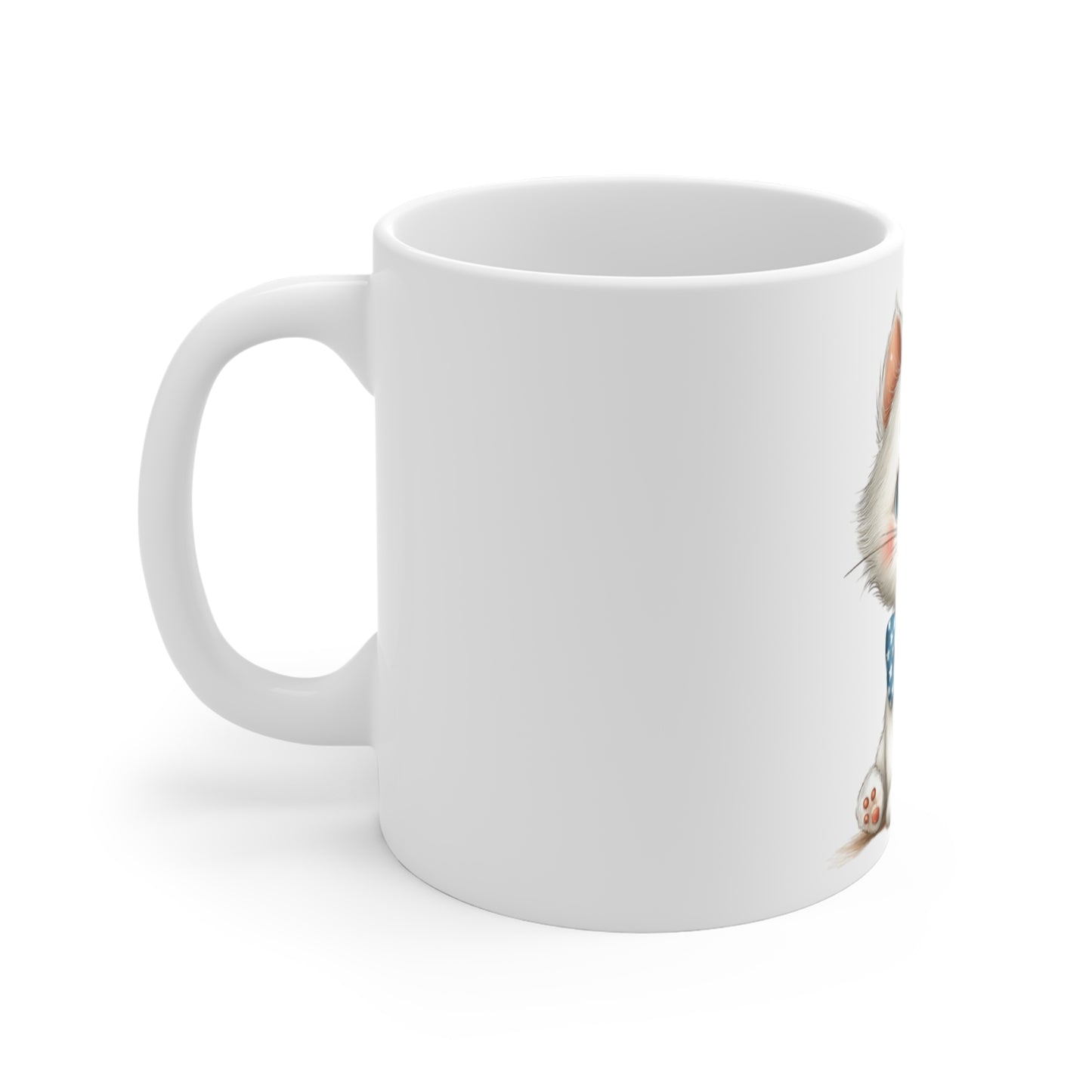 Patriotic Kitten with Bow Tie Mug – Cute USA Cat Coffee Mug – Americana Bow Tie Cat Mug – 4th of July Cat Lover Gift Patriotic Kitty Mug — Cute Cat with USA Bow Tie (11oz)