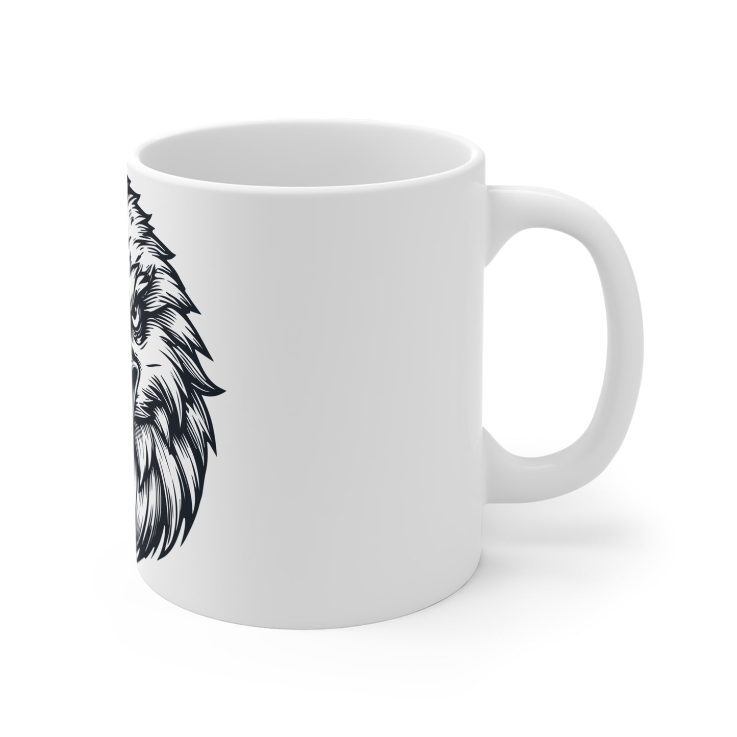 Bald Eagle Face Coffee Mug – Intense Eagle Front View Mug – Bold American Pride Cup – Symmetrical Eagle Graphic Mug 11oz
