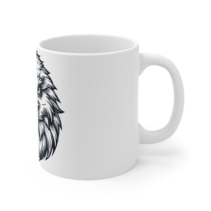 Bald Eagle Face Coffee Mug – Intense Eagle Front View Mug – Bold American Pride Cup – Symmetrical Eagle Graphic Mug 11oz