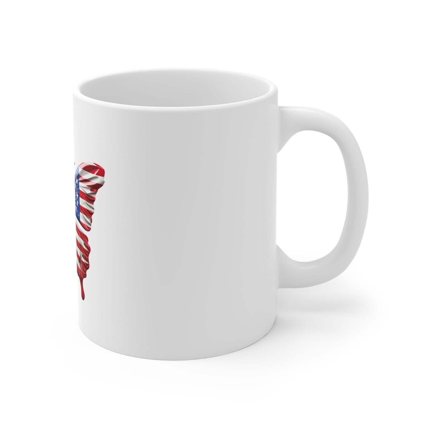 Glossy American Flag Butterfly Coffee Mug – High-Impact Patriotic Wings Mug – Red White Blue USA Freedom Cup American Flag Butterfly Mug - Patriotic 11oz Coffee Cup