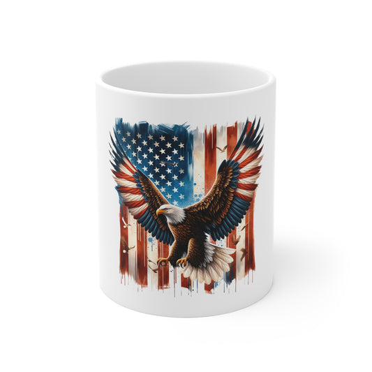 American Flag Eagle Coffee Mug — Patriotic 11oz Ceramic Gift