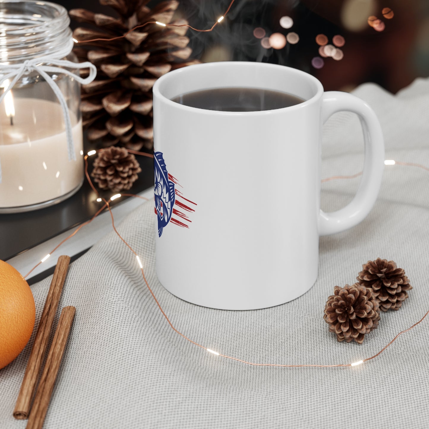 American Bass Fishing Mug – Patriotic Fish Coffee Cup (11oz)