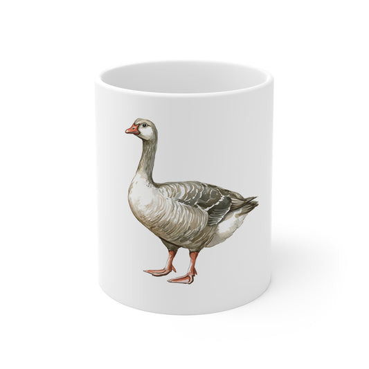 Goose Illustration Coffee Mug — Vintage Watercolor Farm Bird 11oz