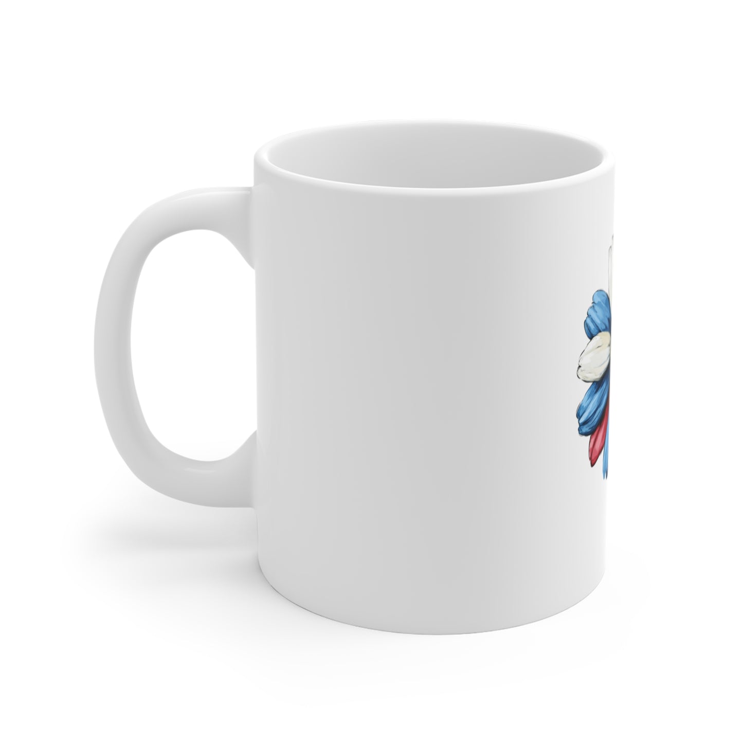 Daisy Flag Mug — Red White & Blue Floral Coffee Cup