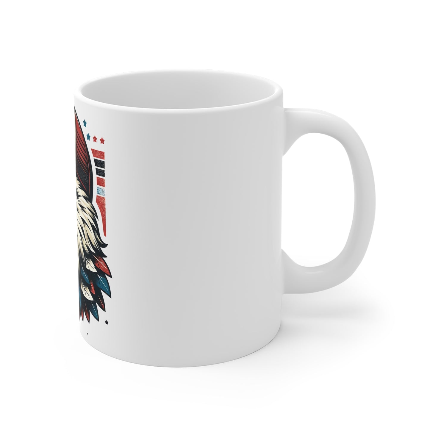 Patriotic Eagle Sunglasses Coffee Mug – American Flag Trucker Hat Eagle Mug – USA Freedom Bird Cup – Vintage Americana Gift Mug 11oz