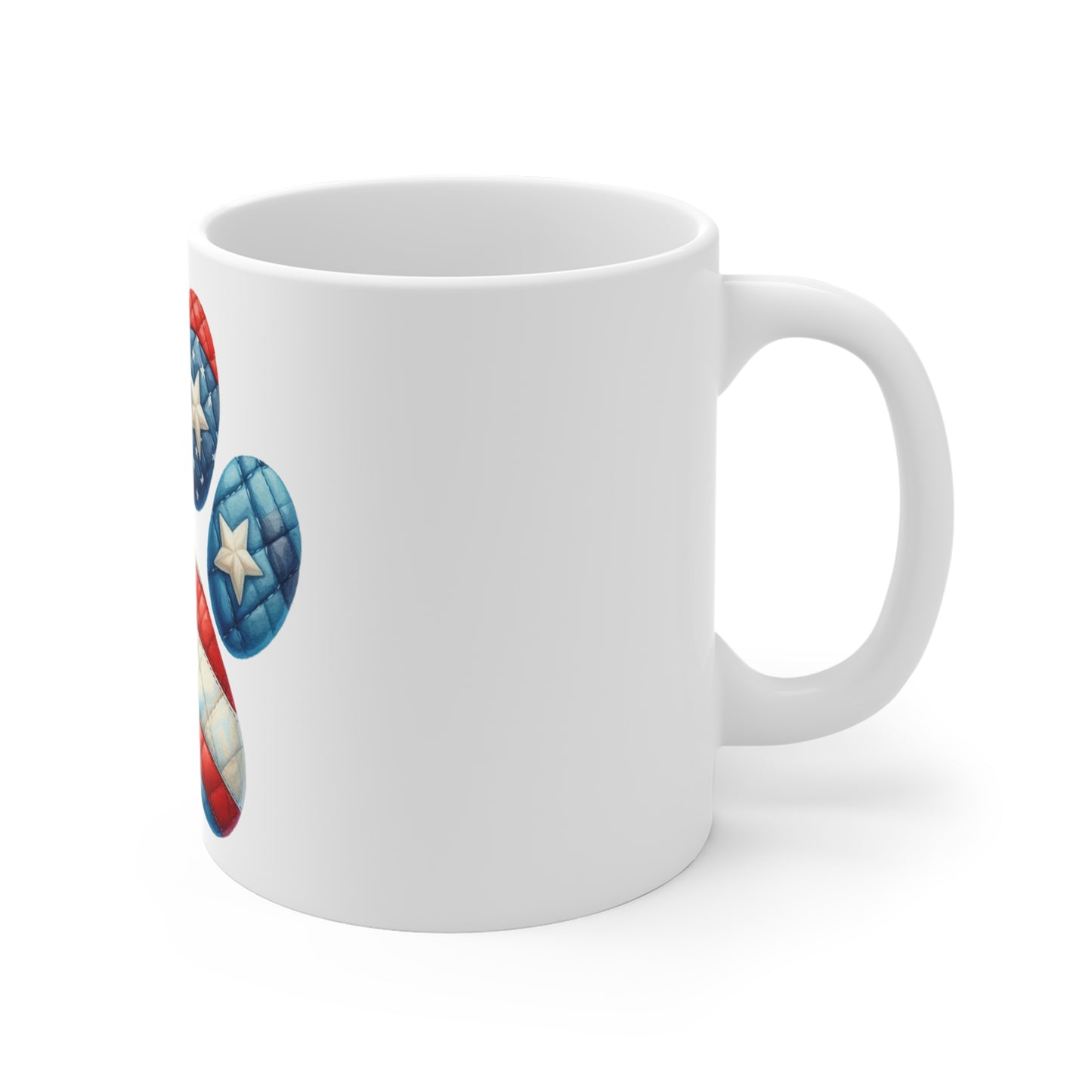 Patriotic Star Quilt Dog Paw Coffee Mug – Americana Patchwork Paw Print Mug – Red White Blue Dog Lover Mug – USA Pet Gift Cup American Flag Paw Print Mug — Patriotic Pet Lover Coffee Cup (11 oz...