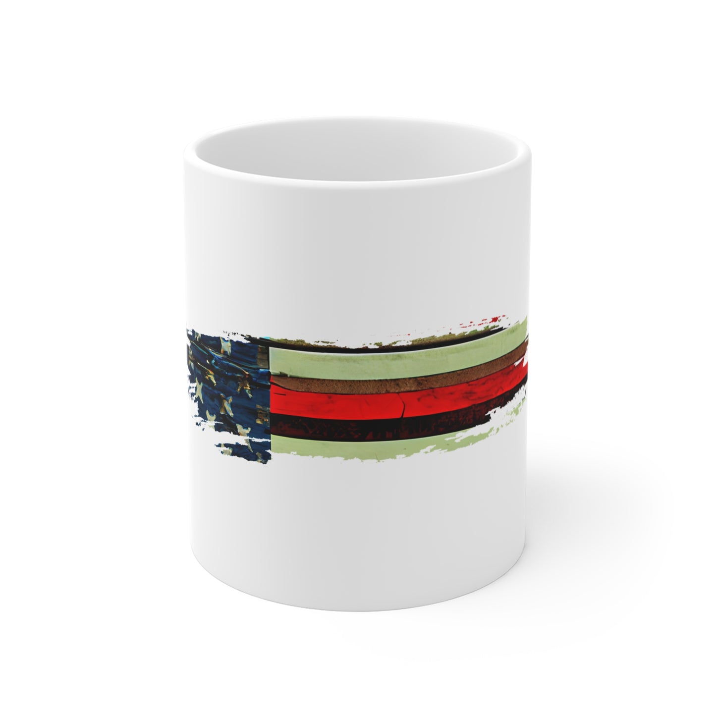 Abstract American Flag Brush Stroke Mug – Artistic USA Flag Coffee Cup – Modern Patriotic Art Design Mug 11oz