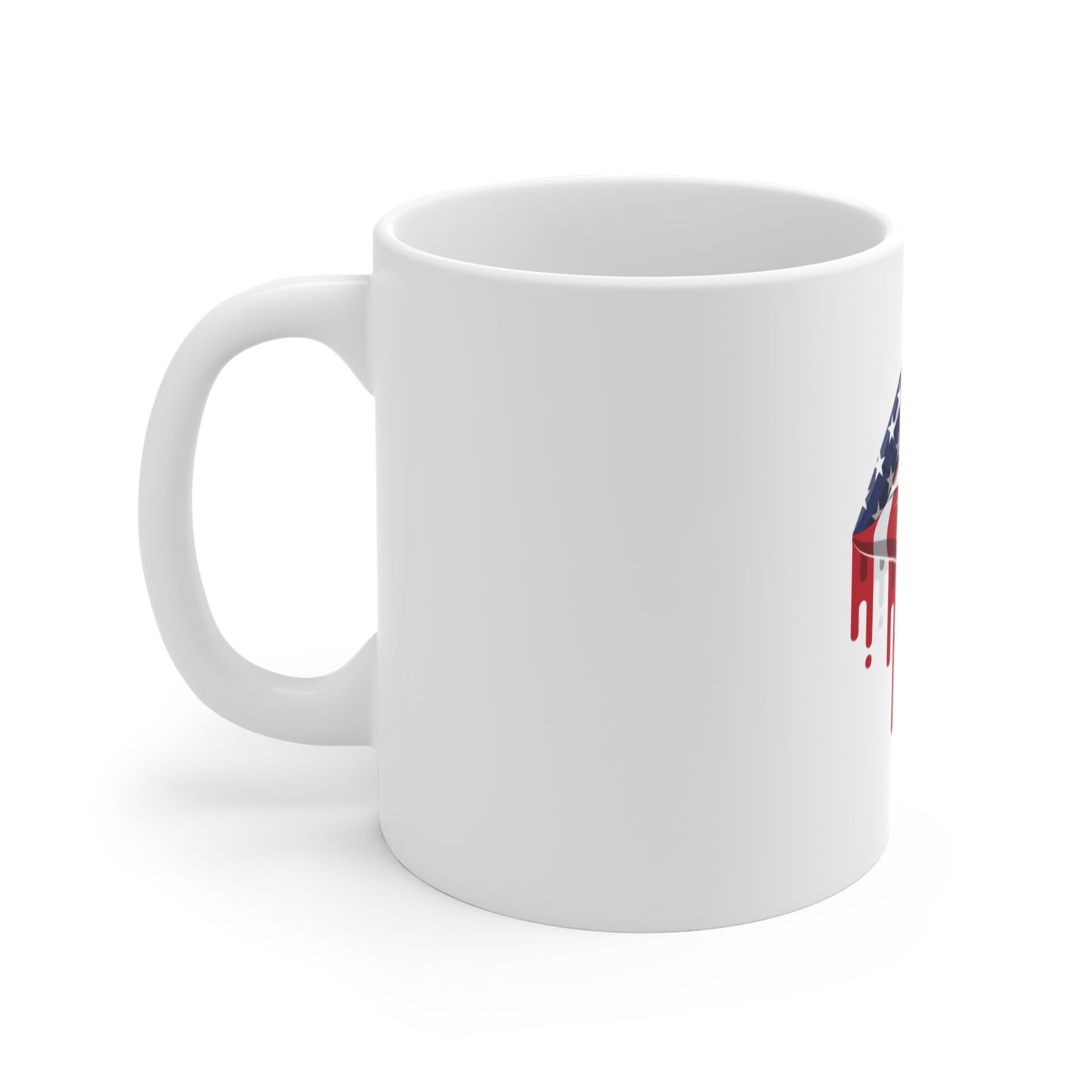 American Flag Drip Lips Mug — Patriotic 11oz Coffee Cup for 4th of July